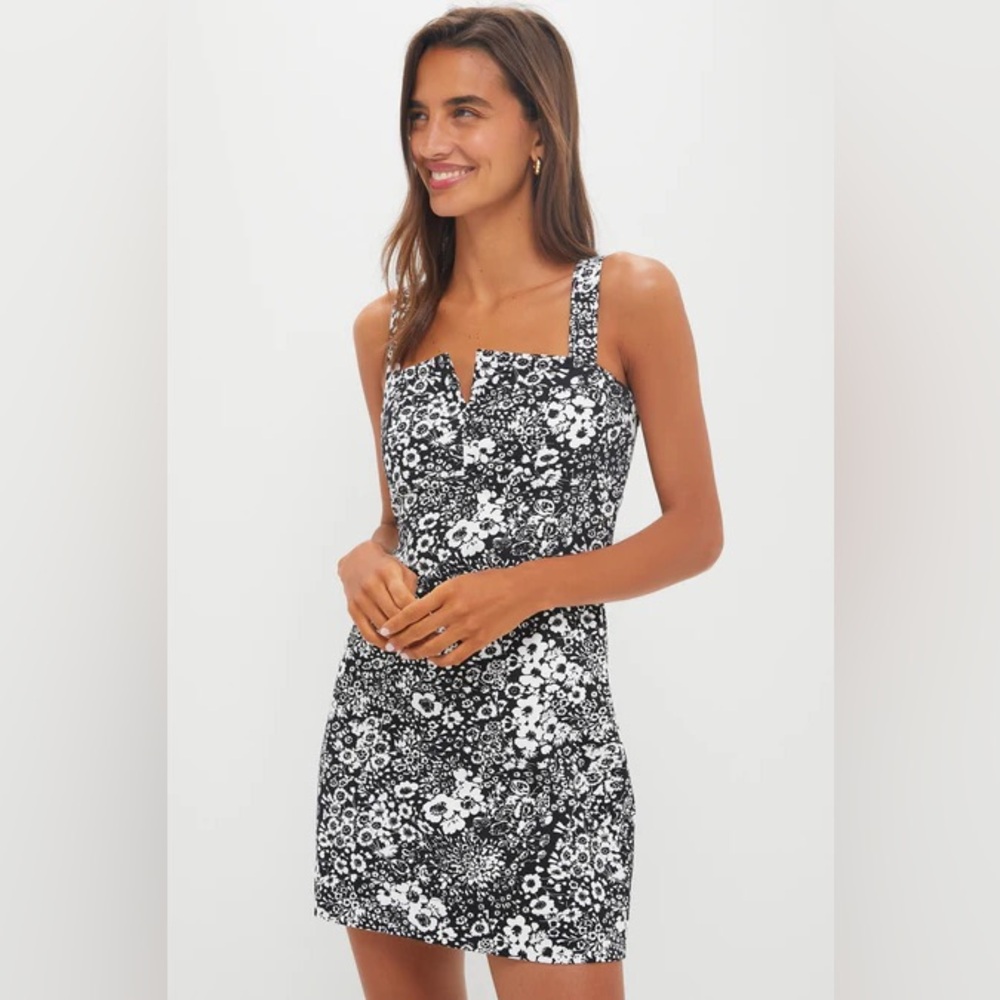 HYACINTH HOUSE  Black & White Denim Floral Gaia Mini Dress